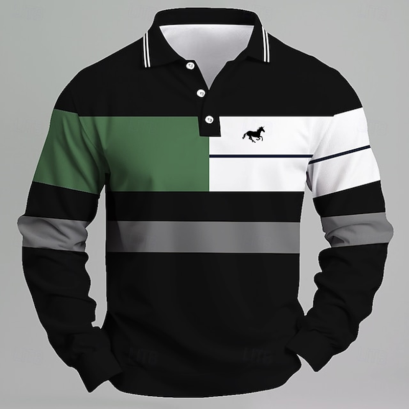 Golf Equipment Wholesale - Kaos Polo Pria Bergaris dengan Logo